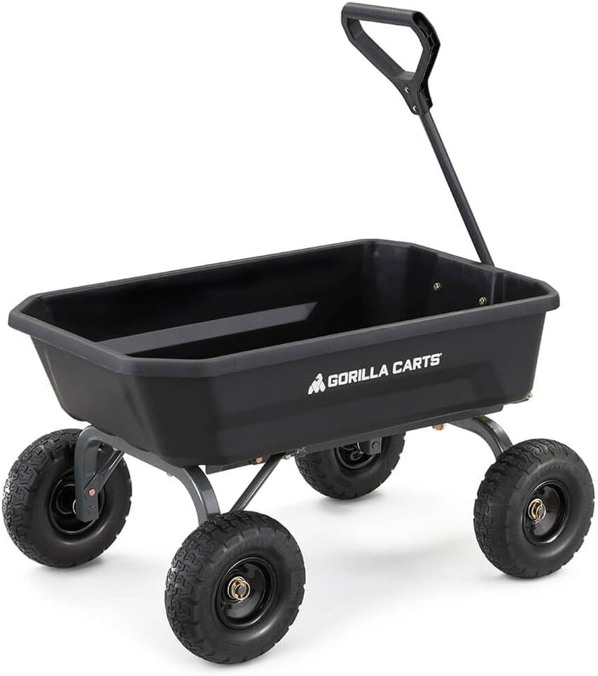 7GCG-NF Heavy-Duty Poly Dump Garden Cart with No-Flat Tires, 7 Cubic Feet, 1200-Pound Capacity, Black, Amazon Exclusive