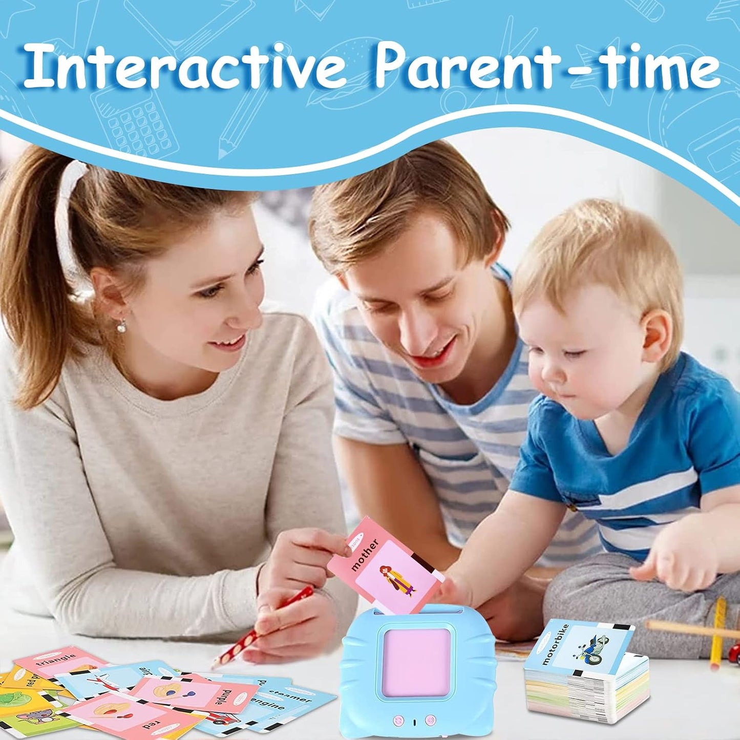 Okaelin 224 Words Audible Talking Flash Cards - Educational Electronic Learning Toy for Toddlers & Preschoolers (112 Double-Sided Cards)