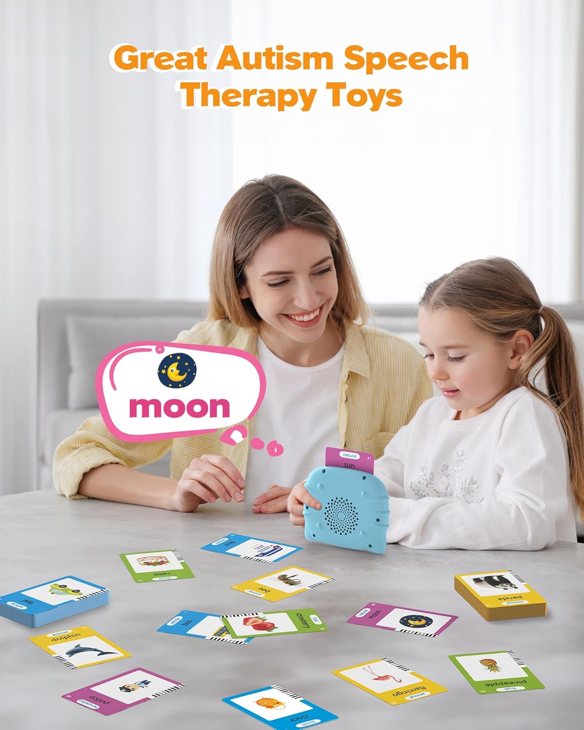 Okaelin 224 Words Audible Talking Flash Cards - Educational Electronic Learning Toy for Toddlers & Preschoolers (112 Double-Sided Cards)