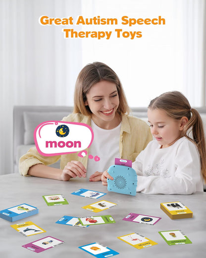 Okaelin 224 Words Audible Talking Flash Cards - Educational Electronic Learning Toy for Toddlers & Preschoolers (112 Double-Sided Cards)
