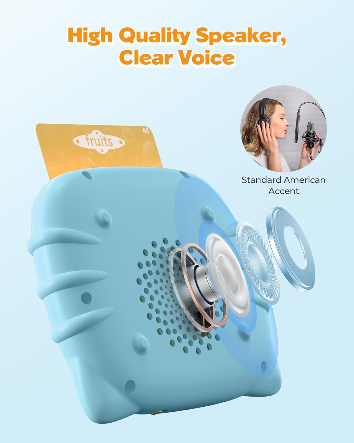 Okaelin 224 Words Audible Talking Flash Cards - Educational Electronic Learning Toy for Toddlers & Preschoolers (112 Double-Sided Cards)