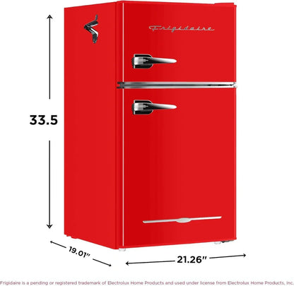 Frigidaire Retro Mini Fridge with Freezer & Side Bottle Opener-Small 2 Door Refrigerator for Office Bar or College Dorm Room-3.1 Cu Ft – 19”"D x 20.5" W x 33.5" H