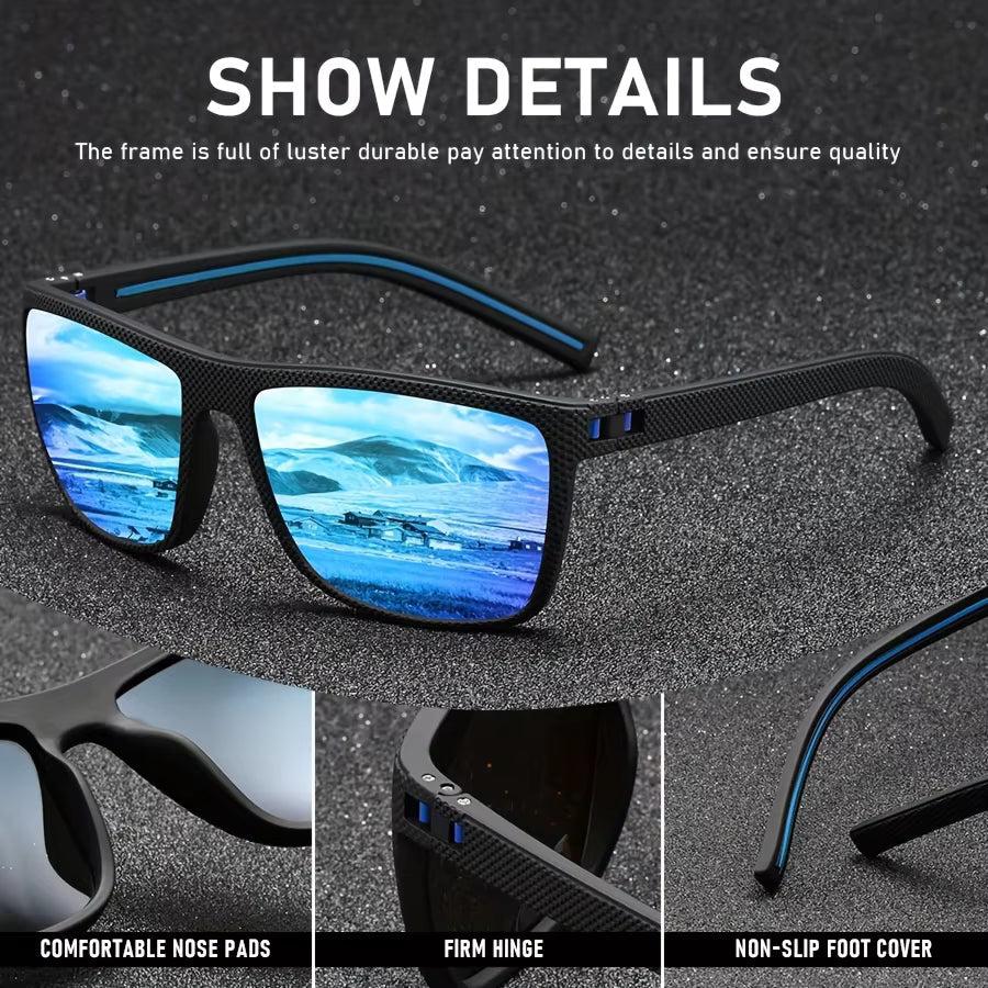 Okaelin T218 Polarized Sport Sunglasses for Men - UV400 Protection Large Square Frame Driving & Fishing Eyewear