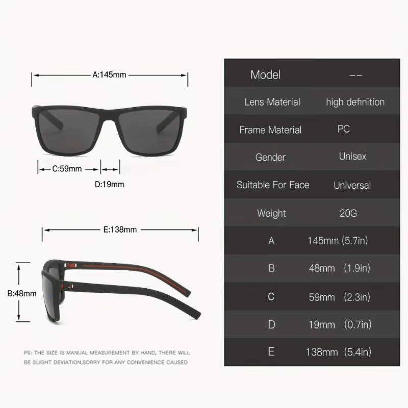 Okaelin T218 Polarized Sport Sunglasses for Men - UV400 Protection Large Square Frame Driving & Fishing Eyewear
